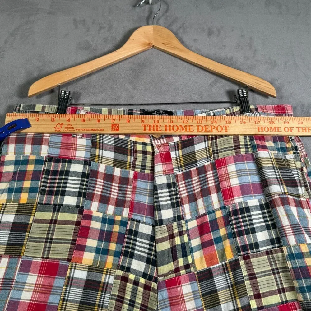 Snake Eyes Mens Golf Shorts Size 38 Red Green Madras Plaid Patchwork 7.5
